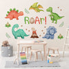 Mfault Watercolor Dinosaur Roar Wall Decals Stickers, Peel Stick Dino Stegosaurus Volcano Nursery Decorations Baby Boys Girls Bedroom Playroom Art, Neutral Tyrannosaurus Rex Kids Classroom Room Decor