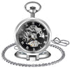 Whodoit Stainless Steel Men Fashion Leisure Pocket Watch Dial Silver Mechanical Mens Fob Chain Watch