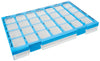 Ezy Dose (7-Day) Pill, Medicine, Vitamin Organizer Box, Weekly, 4 Times a Day, AM PM, Large Compartments, Clear Lids, Blue