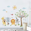 decalmile Forest Baby Animals Wall Decals Elephant Lion Giraffe Wall Stickers Baby Nursery Kids Room Daycare Wall Decor