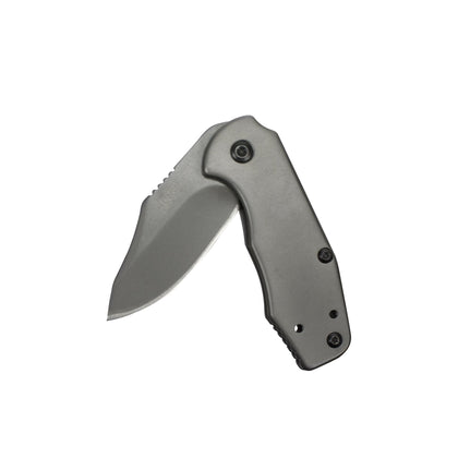 kershaw ember pocket knife, 2 stainless steel blade with assisted opening, stainless steel handle with deep-carry pocketclip, small folding knife