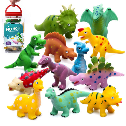 No Hole Baby Dinosaur Bath Toys for Toddler, 12 PCS Mold Free Kids Bathtub Pool Toys