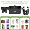 KDD Stroller Cup Holder with Snack Tray, 3-in-1 Universal Stroller Tray with & Phone Holder, Removable Drink Holder, 360 Rotation Tray Attachment for Uppababy, Nuna, Wheelchair, Bike, Walker, Scooter