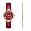 Michael Kors Womens Mini Parker Stainless Steel Multifunction Watch Quartz Leather fashion-watches, red MK6451