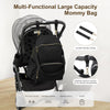 VENATIN Diaper Bag Multifunction Travel Backpack for Mom and Dad Maternity Baby Changing Bag Large Capacity Waterproof with Stroller Strap, Black