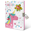 GINMLYDA Girls Diary with Lock for Kids, Unicorn Diaries 7.1x5.3 160 Pages Cute Girl Journal Secret Notebook with Lock and Key for Little Kid Writing Drawing Gift for Pre school Age 6,8,12