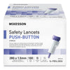 McKesson Safety Lancet, Retractable, Push Button Activation - Ideal for Blood Testing - Sterile, Single Use, 28 Gauge, 1.5mm Depth, 100 Count, 1 Pack