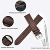 WOCCI 22mm Vintage Leather Watch Band for Men and Women, Silver Buckle (Dark Brown/Beige Seam)