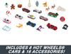 Hot Wheels Toy Car Set, 2023 Advent Calendar with 8 Cars in 1:64 Scale, 16 Accessories & Playmat, Gift for Kids