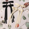 4pcs Hair Clips for Women Tassel Ribbon Bowknot With Long Tail, Clip Girl, Solid Accessories Barrettes Claw Bow (Black&Beige)