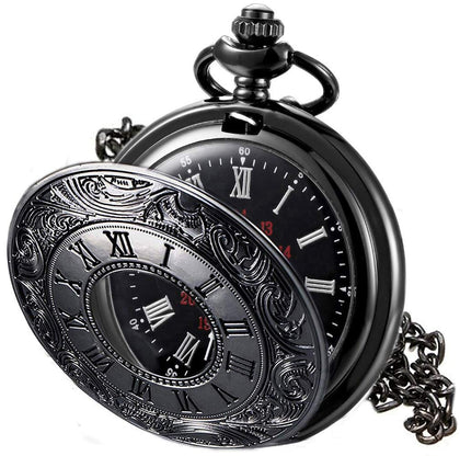 MJSCPHBJK Vintage Pocket Watch for Men Roman Numerals Scale Quartz Pocket Watches with Chain for Xmas Fathers Day Gift