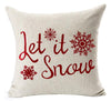 Set of 4 Happy Winter Beige Shadow Let It Snow Snowflakes in Red Merry Cotton Linen Throw Pillow Case Personalized Cushion Cover Decorative Square 18 Inches