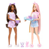 Barbie Cutie Reveal Gift Set with 2 Dolls & 2 Pets, Cozy Cute Tees Slumber Party with 35+ Surprises, Color Change & Costume Sleeping Bags