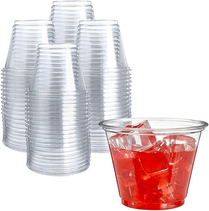 250 Clear Plastic Cups | 9 oz Plastic Cups | Clear Disposable Cups | PET Clear Cups | Plastic Water Cup | Plastic Wine Glasses | Clear Plastic Party Cups | Bulk Plastic Tumblers