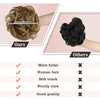 Claw Clip Messy Bun Hair Piece Real Human Hair Buns Wavy Curly Chignon Hair Bun Extensions Tousled Updo Hair Buns Claw Clip Ponytail Hairpieces with Clip for Women?Brown with Blonde Highlights 3?