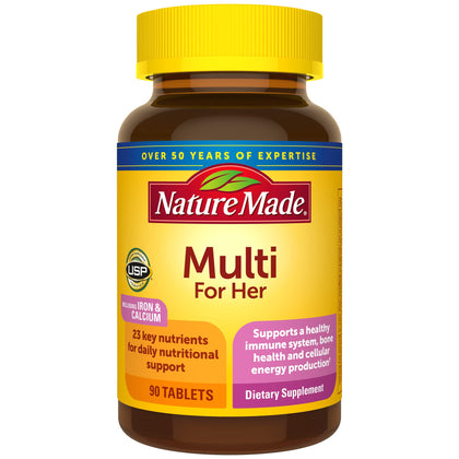 Nature Made Multivitamin For Her, Womens Multivitamin for Daily Nutritional Support, Multivitamin for Women, 90 Tablets, 90 Day Supply (Pack of 3)