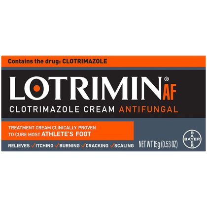 Lotrimin AF Cream for Athlete's Foot, Clotrimazole 1% Antifungal Treatment, Clinically Proven Effective Antifungal Treatment of Most AF, Jock Itch and Ringworm, Cream, .53 Ounce (15 Grams)