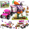 HOGOKIDS 3-in-1 Building Toys for Girls with LED Light, 835 PCS Farm House Building Blocks Set, Friends Train Truck Building Set with Dog and Cute Stickers, Gifts for Girls Boys Age 6 7 8 9 10 11 12+