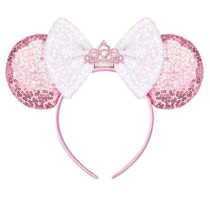 FANYITY Mouse Ears, Sequin Mouse Ears Headband for Boys Girls Women halloween&Disney Trip (pink Crown)