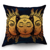 Moslion Sun Moon Pillow Cover Decorative Sun and Moon with Many Fractal Faces Celestial Energy Mystic Throw Pillow Case 18x18 Inch Cotton Linen Cushion Cover for Men Women Navy Blue Yellow