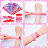 Thuodo 48 Pcs Valentines Slap Bracelets Rubber Bracelets Valentines Party Favors Gifts for Kids Classroom Goodie Bag Stuffers