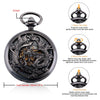 ManChDa Antique Mechanical Pocket Watches for Men Lucky Dragon Phoenix Pocket Watch with Chain Black Skeleton Dial Roman Numberals Gifts for Fathers Day