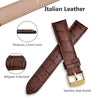 WOCCI 20mm Watch Band, Italian Leather, Embossed Alligator Grain, Gold Buckle (Brown)