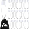 50 Pieces Diaper Pins Baby Safety Pins 2.2 Inch Plastic Head Cloth Diaper Pins with Locking Closures Stainless Steel Nappy Pins with Velvet Bag (White)