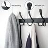 TICONN Wall Mounted Coat Rack, Five Heavy Duty Tri Hooks All Metal Construction for Jacket Coat Hat in Mudroom Entryway (Matte Black, 2-Pack)