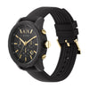 A|X ARMANI EXCHANGE Men's Chronograph Black Silicone Strap & Luggage Tag Gift Set (Model: AX7105)