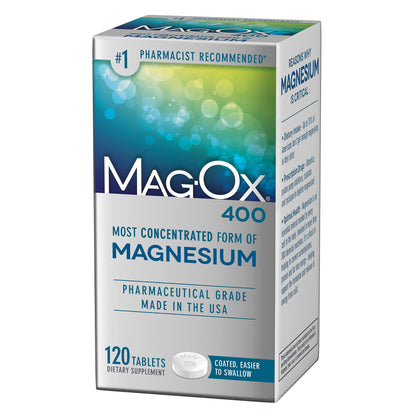 Mag-Ox Magnesium Supplement, Pharmaceutical Grade Magnesium Oxide 483mg, Most Concentrated Form of Magnesium, 120 Tablets