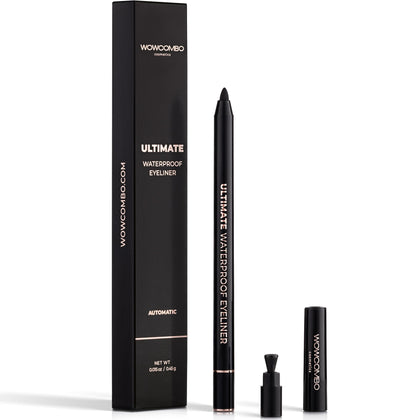 WOWCOMBO Ultimate Waterproof Eyeliner Pencil with Built-in Sharpener - Smudge-Proof - Long Lasting - Stays On All Day - Creates Bold & Defined Lines - Eye Makeup for All Ages & Skin Types (BROWN)