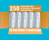 BEIDOU-PAC Trash Bags 13 Gallon, 250 Count Bulk, Clear Plastic Recycling Garbage Bags, Multi-purpose Tall Kitchen Trash Bags Can Liners for Business Home Commercial and Industrial