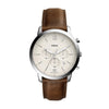 Fossil Men's Neutra Quartz Stainless Steel and Leather Chronograph Watch, Color: Silver, Brown (Model: FS5380)