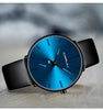 Mens Watches Ultra-Thin Minimalist Waterproof-Fashion Wrist Watch for Men Unisex Dress with Black Leather Band-Blue Hands Blue Face