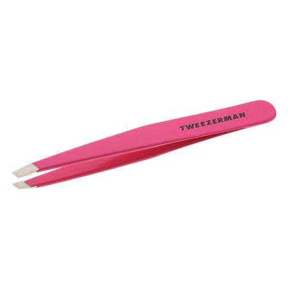 Tweezerman Stainless Steel Slant Tweezer - Eyebrow Tweezers for Women and Men (Neon Pink)