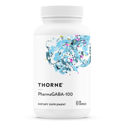 THORNE PharmaGABA-100 - GABA Supplement - 100 mg Natural Source Gamma-Aminobutyric Acid - Support a Calm State of Mind and Restful Sleep - 60 Capsules