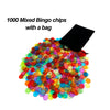 JUNWRROW 1000 Pieces 3/4 inch Transparent 6 Color Bingo Counting Chips with Bag - for Large Group Games, Game Night & Educational Activities