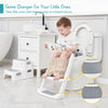 Forbena Potty Training Toilet Seat with Step Stool Ladder, Toddler Kids Potty Seat for Boys Girls, Non Slip Foldable Toilet Training Seat with Soft Cushion, Comfortable Handles (White-Grey)