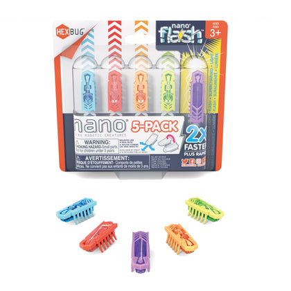 HEXBUG Nano 5 Pack, 4 Nano Bugs with Bonus Flash Nano, Sensory Toys for Kids & Cats with Vibration Technology, STEM Kits & Mini Robot Toy for Kids Ages 3 & Up