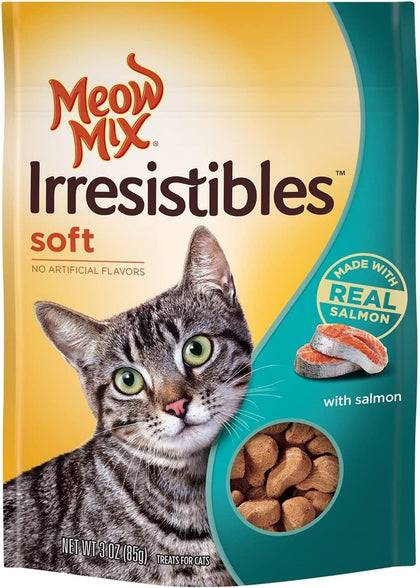 Meow Mix Irresistibles Cat Treats, Soft With Salmon, 3-Ounce Bag (Pack of 5)