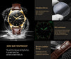 OLEVS Couple Watch His and Her Watches Set Classic Brown Leather Analog Quartz Matching Romantic Men Women Wrist Watches Waterproof Date Pair Watch