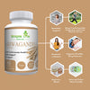 Simple Life Nutrition Organic Ashwagandha - Max Strength 1300MG Vegan Capsules - 100% Pure Non GMO Root Powder with Natural Black Pepper 60CT (Expiry -12/31/2025)