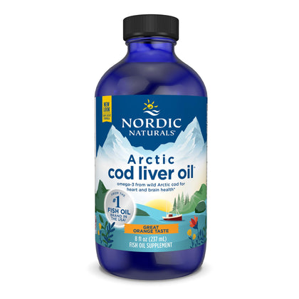 Nordic Naturals Arctic Cod Liver Oil, Orange - 8 oz - 1060 mg Total Omega-3s with EPA & DHA - Heart & Brain Health, Healthy Immunity, Overall Wellness - Non-GMO - 48 Servings