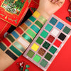 Afflano Christmas Makeup Eyeshadow Palette, Multichrome Red Green Eyeshadow Palette High Pigmented, Green Red Glitter Eye Shadow White Black Dark Green Blue 18 Colors for Candy Grinch Makeup