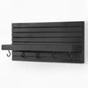 Decorative Key Holder for Wall with Shelf, Entryway Shelf with Hooks Holds Leashes, Jackets and Glasses - Sturdy Wood Keyholder Entrance Hanger with Mounting Hardware (11.8 x 5.5 x 3.1) (Black)