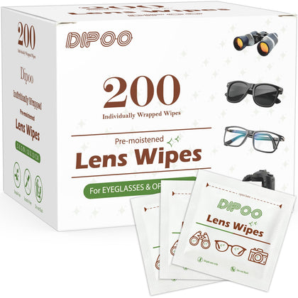 200 Count Lens Wipes for Eyeglasses, Eye Glasses Cleaner Wipes Pre-moistened Individually Wrapped Sracth-Free Streak-Free Eyeglasses Lens Cleaning Wipes for Sunglass, Camera Lens, Goggles
