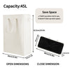 Odonata Slim Laundry Hamper Handles Collapsible Laundry Basket Thin Dirty Clothes Basket Narrow Laundry Bag Foldable Dirty Hamper 45L (Beige)