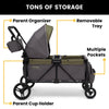 Jeep Sport All-Terrain Stroller Wagon by Delta Children - Includes Canopy, Parent Organizer, Adjustable Handlebar, Snack Tray & Cup Holders, Grey/Olive Green