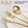 Matte Gold Silverware Set, VANVRO 20-Piece Stainless Steel Flatware Set, Satin Finish tableware Cutlery Set, Service for 4, Home and Restaurant, Dishwasher Safe